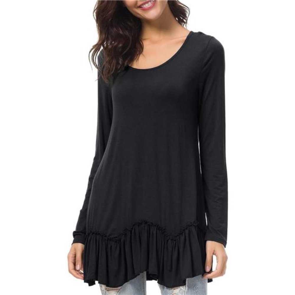 Urban CoCo Women's Casual T-Shirt Solid Long Sleeve Tunic Tops - Picture 3 of 8